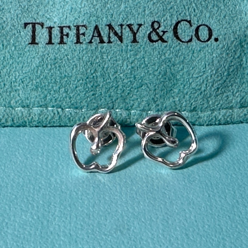Tiffany & Co. Elsa Peretti Silver Apple Earrings - Picture 2 of 4